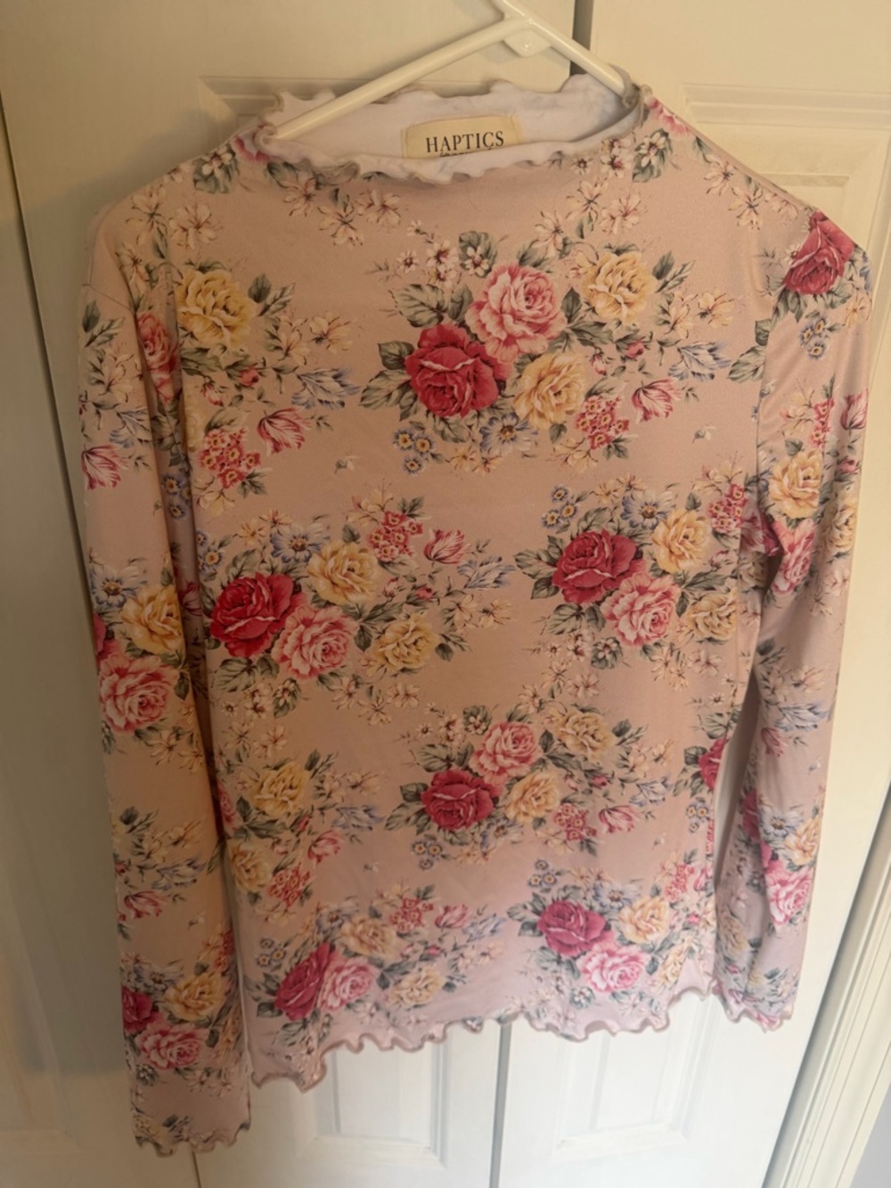Haptics Women's Pink Floral Long-Sleeve Top